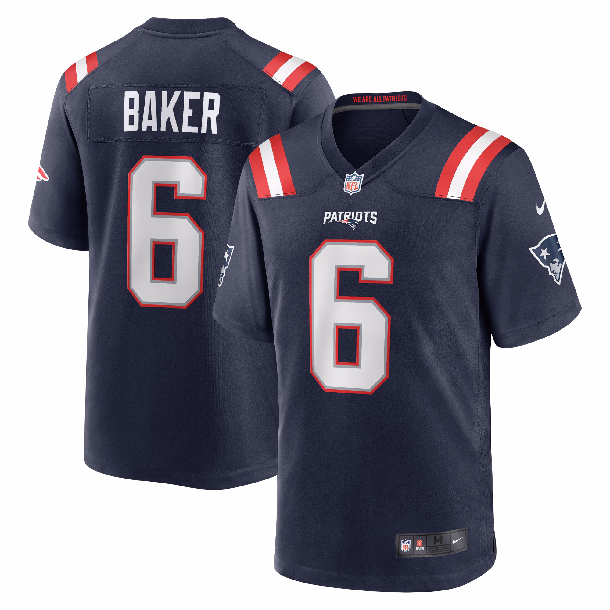 Javon Baker New England Patriots Team Game Jersey -  Navy