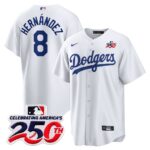 Enrique Hernández #8 Los Angeles Dodgers 250th Patch Alternate Jersey - White