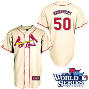 St. Louis Cardinals #50 Adam Wainwright Cream Cool Base 2013 World Series Patch Stitched Jersey