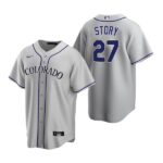 Men's Colorado Rockies Trevor Story  Gray Replica Road Jersey