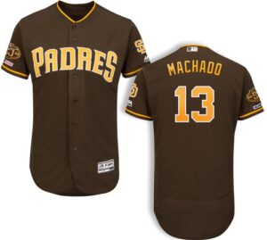 Men's San Diego Padres #13 Manny Machado Majestic Flex Base Alternate Brown On-Field Jersey