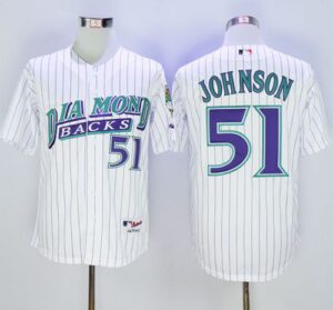 Men's Arizona Diamondbacks #51 Randy Johnson White 1999 Turn Back The Clock Stitched Jersey