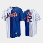 Men's New York Mets Home Jersey #12 Francisco Lindor White-Royal Replica Split