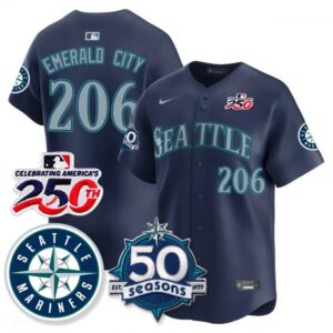 Emerald City #206 Seattle Mariners 250th Anniversary & AL West Vapor Premier Limited Jersey - Navy