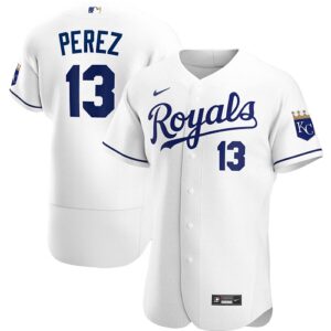 Men's  Kansas City Royals #13 Salvador Perez White Home 2020 Player Jersey