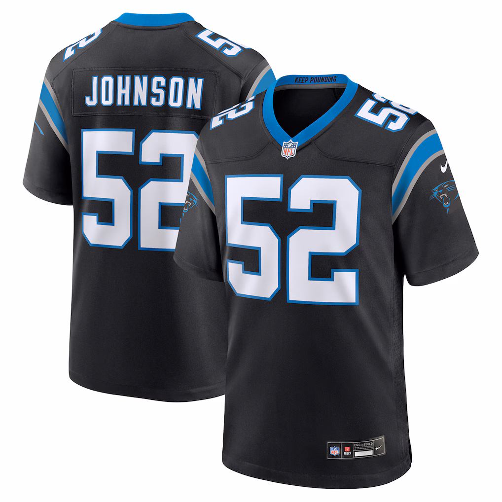 DJ Johnson #52 Carolina Panthers Game Jersey - Black