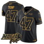 Donald Trump #47 Buffalo Bills BUF 2024 Bills Mafia Patch Gold Vapor Limited Jersey - All Stitched