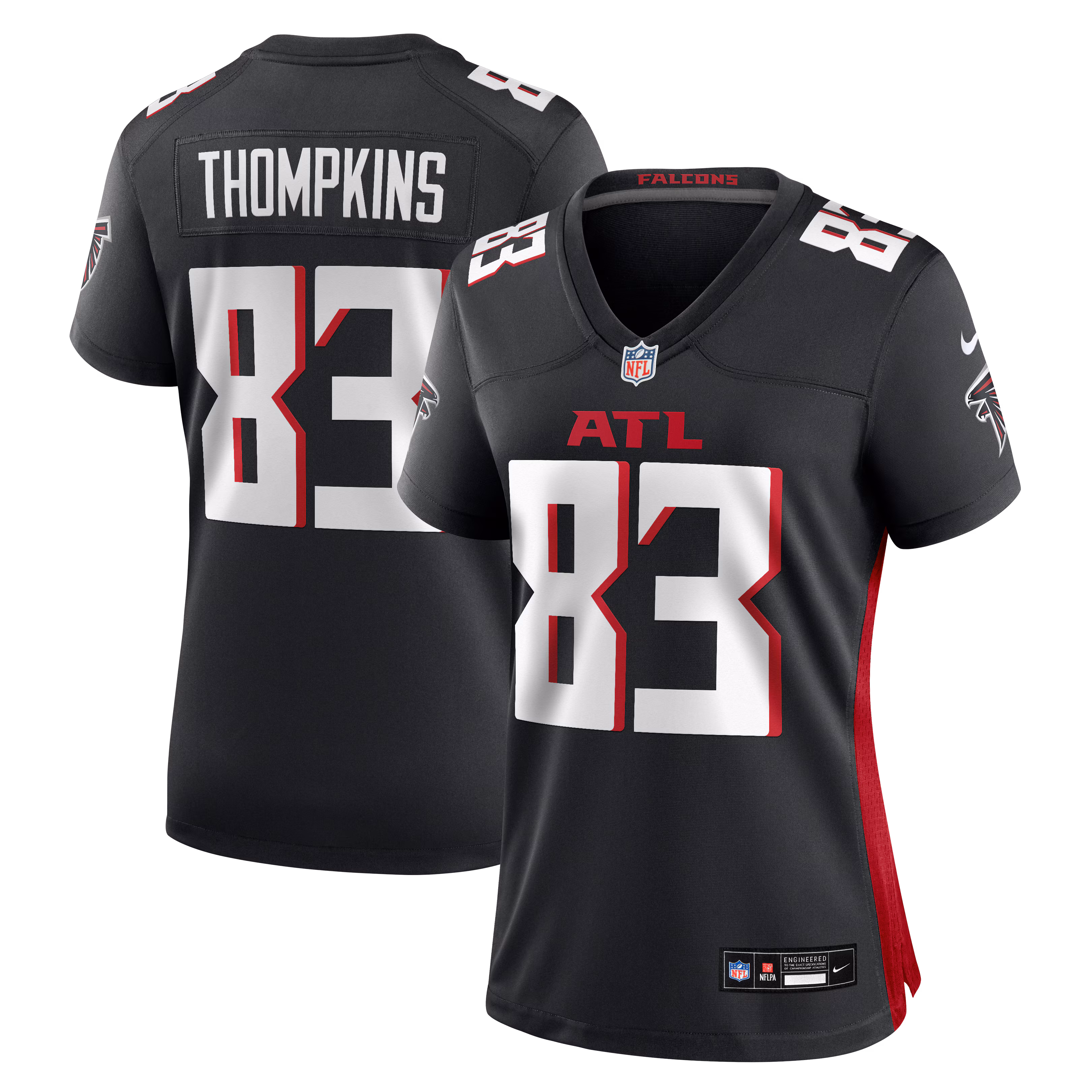 Women's Atlanta Falcons Deven Thompkins #83 Black Team Game Jersey