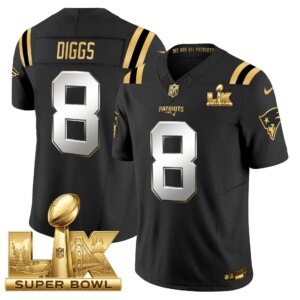 Stefon Diggs #8 New England Patriots Super Bowl LX Gold Patch Vapor Limited Game Jersey - All Stitched