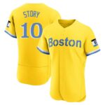 Men's Trevor Story Boston Gold/Light Flex Base Blue 2021 City Connect Baseball Jersey