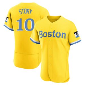 Men's Trevor Story Boston Gold/Light Flex Base Blue 2021 City Connect Baseball Jersey