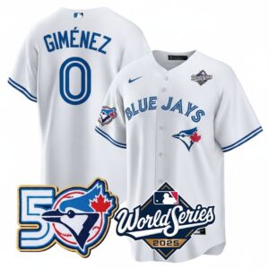 Andrés Giménez #0 Toronto Blue Jays 50th World Series Limited Jersey Stitched White
