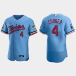 Men's Minnesota Twins #4 Carlos Correa Flex Base Alternate Jersey - Light Blue