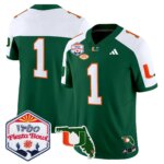 Team #1 Miami Hurricanes MIA 2026 The Fiesta Bowl & Florida Patch Vapor Limited Jersey - All Stitched