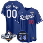 Custom Los Angeles Dodgers 2025 World Series Home Limited Player Jersey - Blue