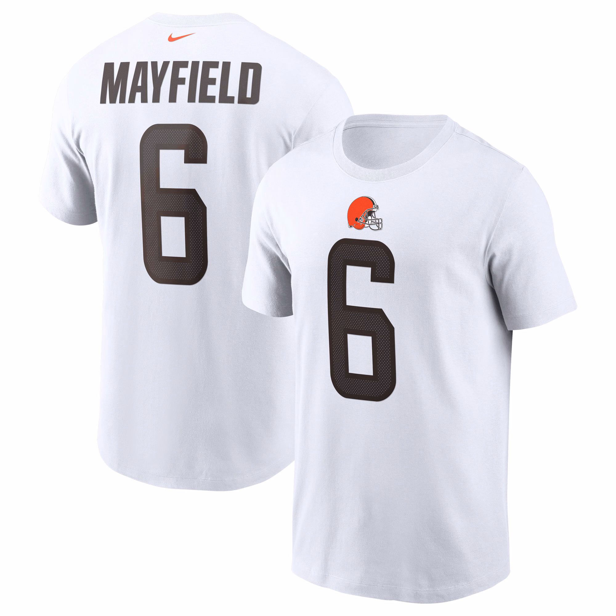 Men's Baker Mayfield White Cleveland Browns Name & Number T-Shirt