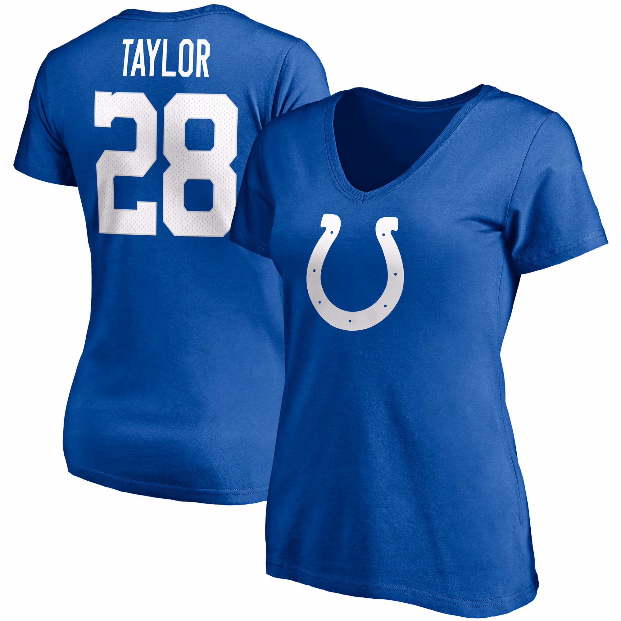 Women's Jonathan Taylor Royal Indianapolis Colts Player Icon Name & Number V-Neck T-Shirt