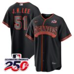 Jung Hoo Lee #51 San Francisco Giants 250th Patch Alternate Replica Jersey - Black