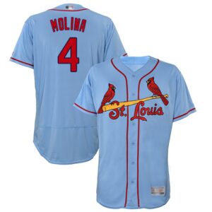 St. Louis Cardinals #4 Yadier Molina Light Blue Flexbase Collection Stitched Jersey