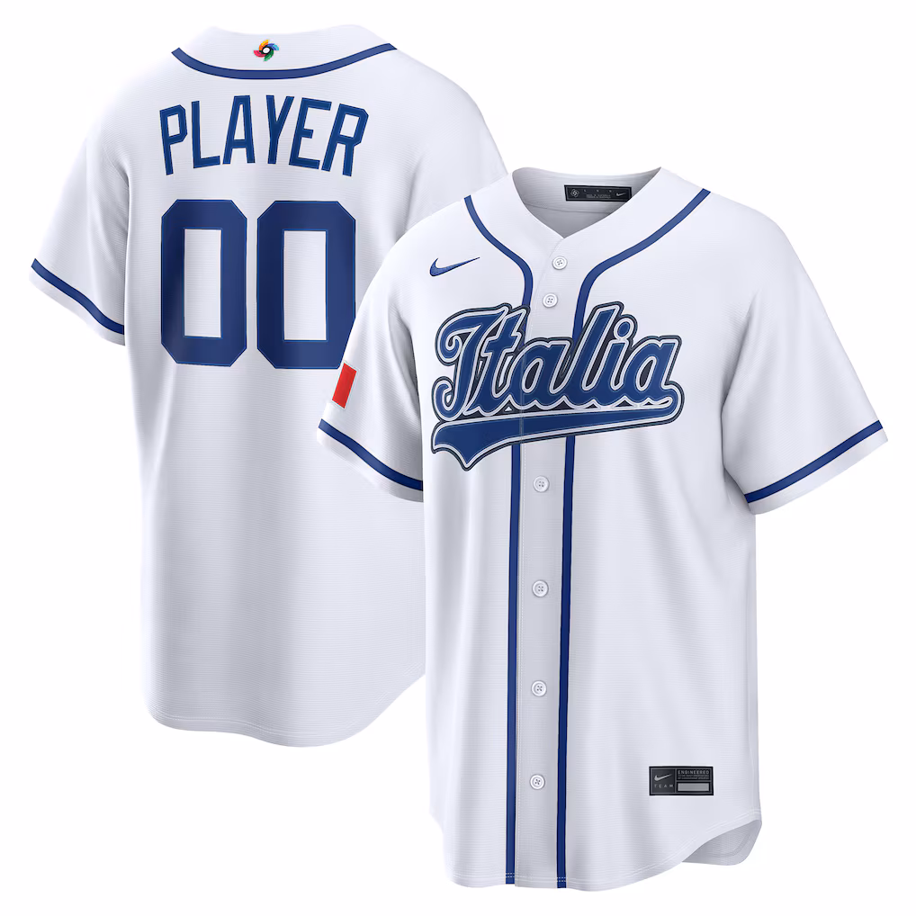 Custom #00 Italy Baseball 2026 World Baseball Classic Home Stadium Jersey - White