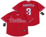 Men's Philadelphia Phillies #3 Bryce Harper Red Stitched Cool Base  Jersey