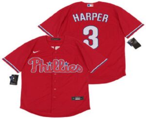 Men's Philadelphia Phillies #3 Bryce Harper Red Stitched Cool Base  Jersey