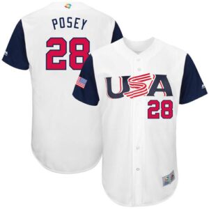 Team USA #28 Buster Posey White 2017 World Baseball Classic Stitched Jersey