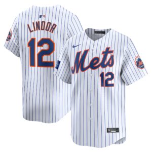 Men's New York Mets Francisco Lindor  White 2024 World Tour London Series Home Limited Player Jersey