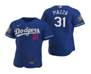Men's Los Angeles Dodgers #31 Mike Piazza Royal 2020 World Series Flex Base  Jersey