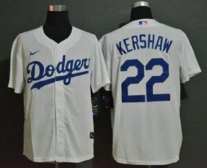 Men's Los Angeles Dodgers #22 Clayton Kershaw White Stitched Cool Base  Jersey