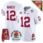 Joe Namath #12 Ncaa BAMA Rose Bowl Patch Vapor Limited Jersey - Alabama Map - All Stitched