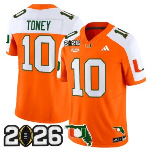 Malachi Toney #10 Miami Hurricanes MIA 2026 CFP Final & Florida Patch Vapor Limited Jersey - All Stitched
