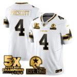 Dak Prescott #4 Dallas Cowboys Time Champions Patch Vapor Limited Gold Jersey - All Stitched
