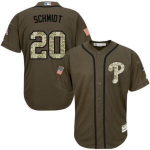 Philadelphia Phillies #20 Mike Schmidt Green Salute to Service Stitched Jersey