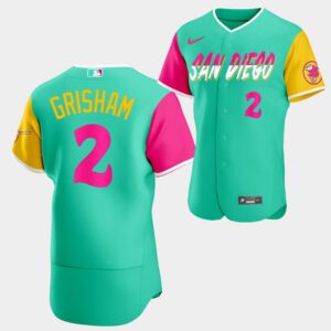 Men's San Diego Padres #2 Trent Grisham 2022 City Connect Mint Reverse Flex Base Jersey