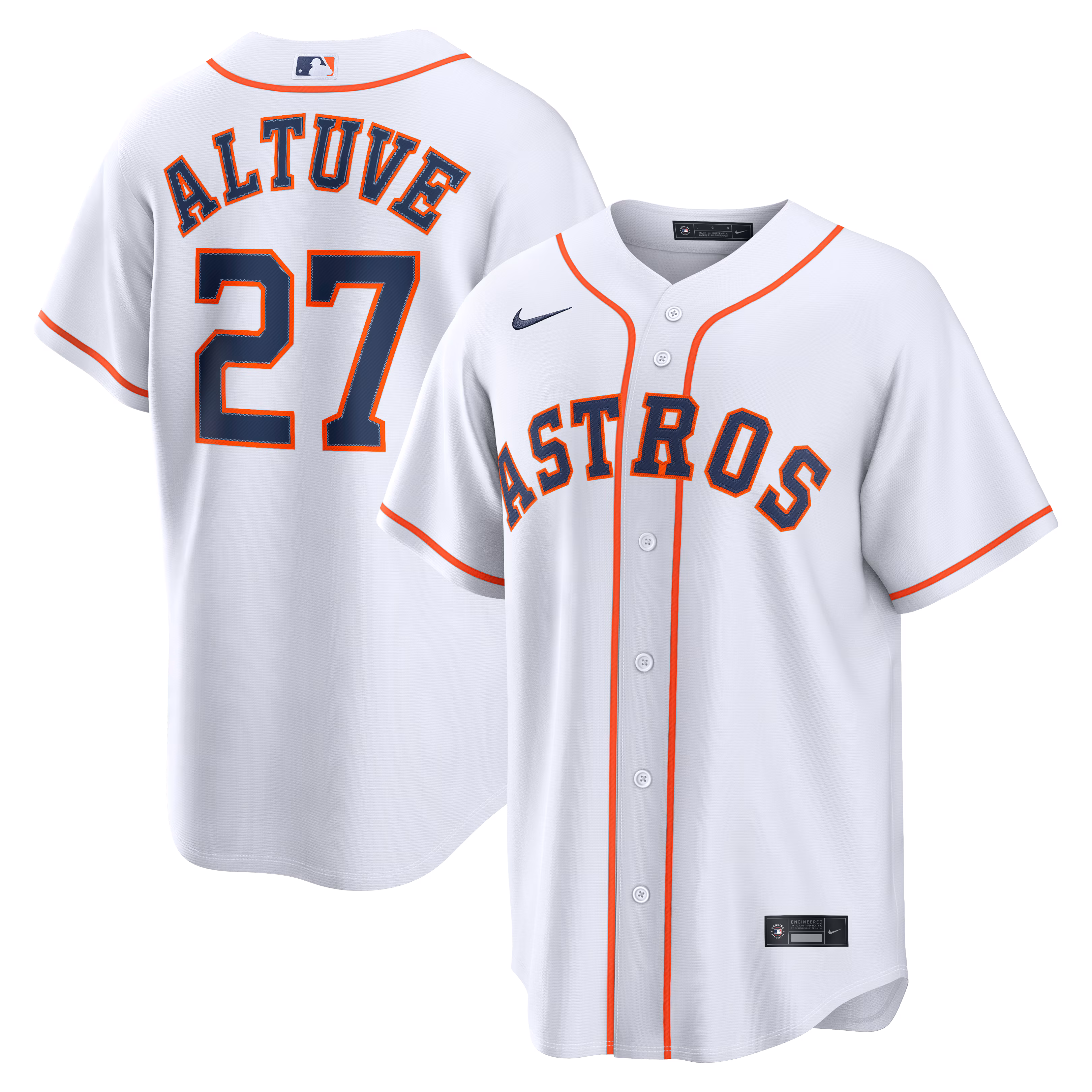 Houston Astros Jose Altuve #27 White Home Replica Jersey