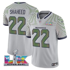 Rashid Shaheed #22 Seattle Seahawks Super Bowl LX 50th Season Patch Royal Throwback Player Game Jersey