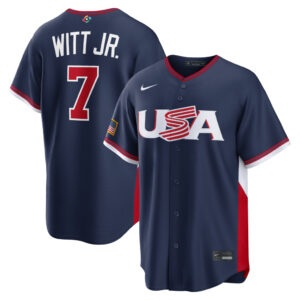 Bobby Witt Jr. #7 USA Baseball 2026 World Baseball Classic Road Stadium Jersey - Navy