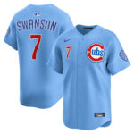 Men's Chicago Cubs Dansby Swanson Baby Blue 2nd Alternate Limited Player Jersey