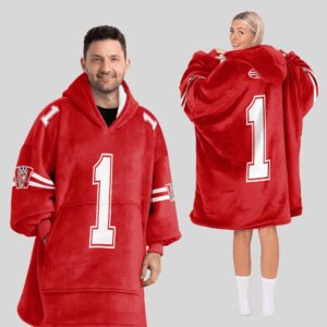 Adult #1 Wisconsin Football Unisex Blanket Hoodie