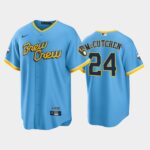 Men's Milwaukee Brewers 2022 City Connect #24 Andrew McCutchen Powder Blue Cool Base Jersey