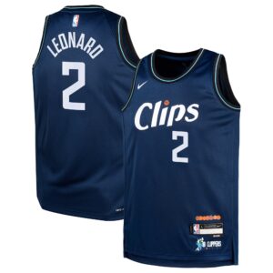 Youth LA Clippers Kawhi Leonard  Navy 2023/24 Swingman Replica Jersey - City Edition