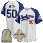 Mookie Betts #50 Los Angeles Dodgers 9x Champs Gold Collection Stadium Vapor Limited Jersey - All Alternate