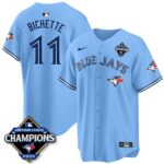 Bo Bichette #11 Toronto Blue Jays 2025 American League Champions Jersey Stitched Light Blue