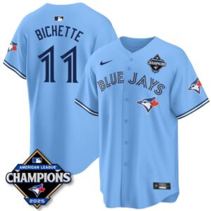 Bo Bichette #11 Toronto Blue Jays 2025 American League Champions Jersey Stitched Light Blue