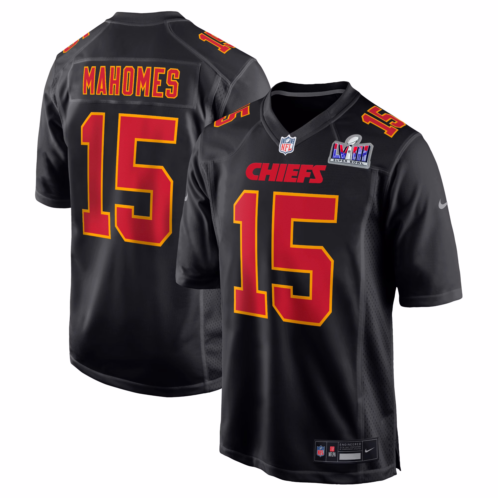 Patrick Mahomes Kansas City Chiefs  2023 Super Bowl LVIII Carbon Fashion Game Player Jersey - Black
