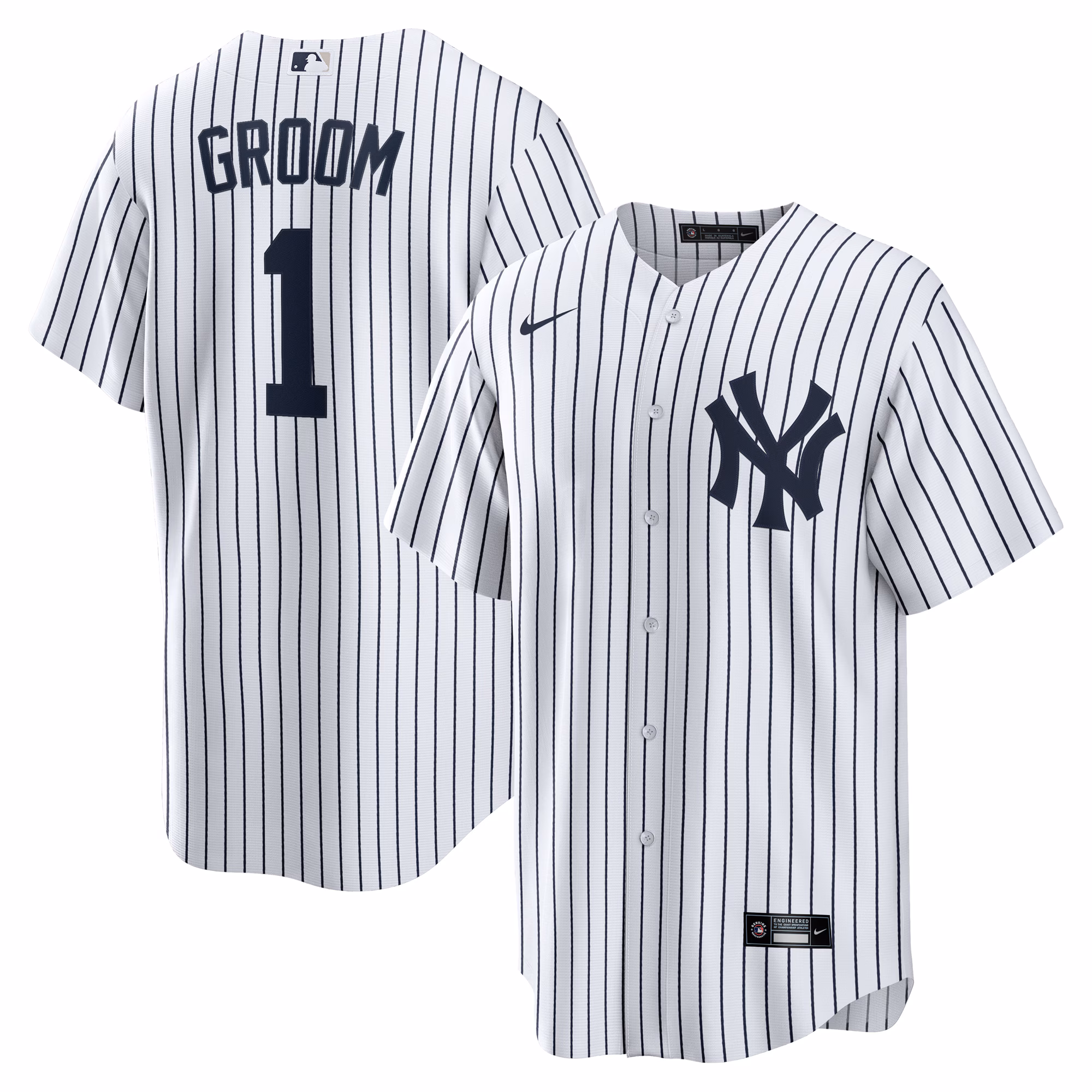 New York Yankees  White #1 Groom Home Replica Jersey