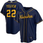 Men's  Milwaukee Brewers #22 Christian Yelich Navy Alternate Replica Player Jersey