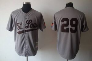 Mitchell And Ness 1953 St. Louis Browns #29 Satchel Paige Grey Stitched Jersey