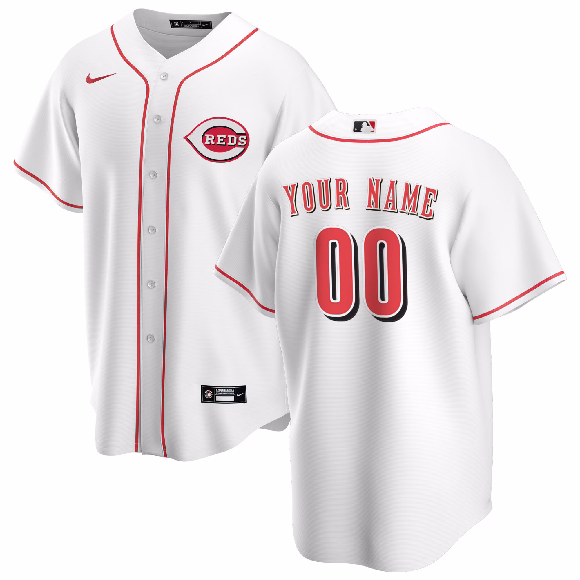 Cincinnati Reds White Home Replica Custom #00 Jersey